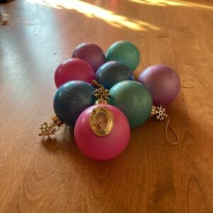 Vintage set of 8 pastel colored Barbie ornaments